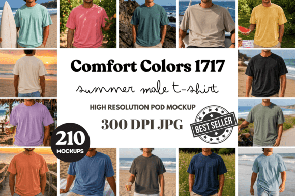 Download Comfort Colors C1717 Summer Male Mockups - Summer Collection